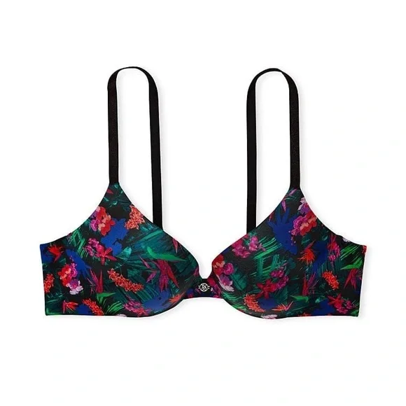 🌺 Victoria’s Secret Floral Push‑Up Bra – 34A | Barbiecore | Tropical Print l - Picture 2 of 11